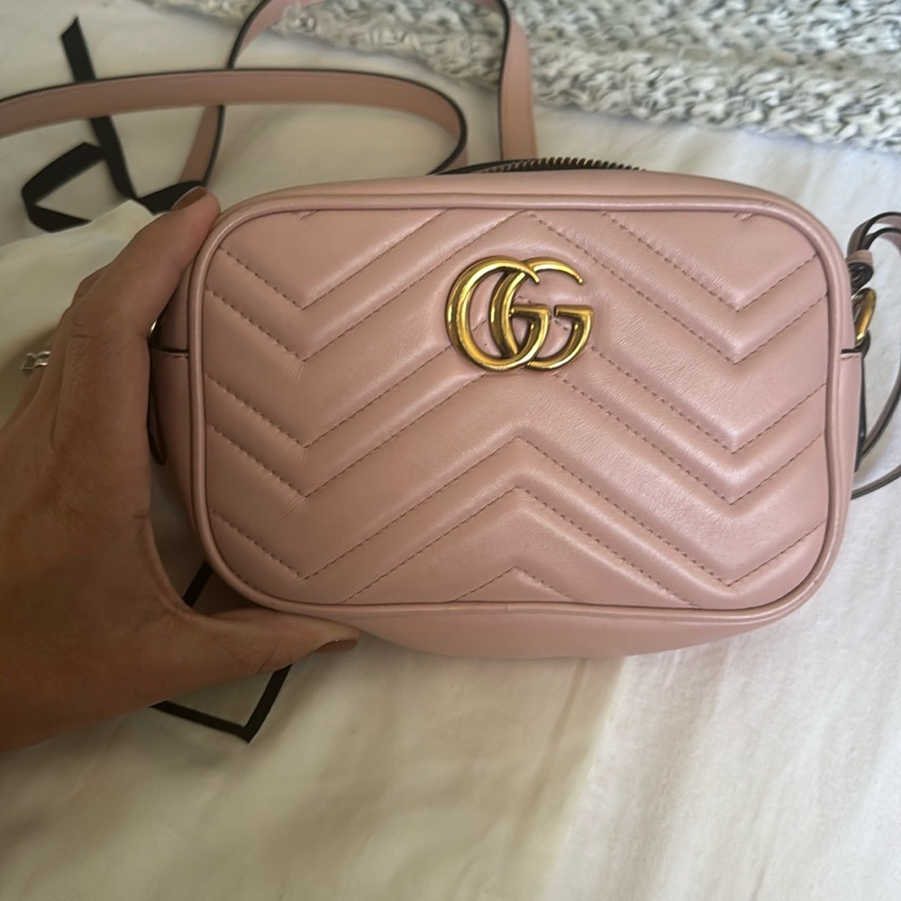 GUCCI
Calfskin Matelasse Mini GG Marmont Chain Shoulder Bag